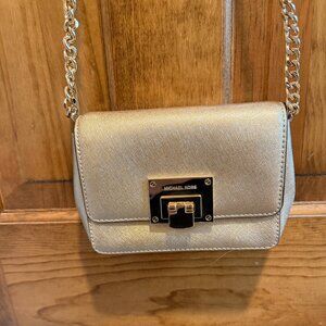 Michael Kors Tina Small Leather Crossbody Gold 6in w x 5in h x 2 in d